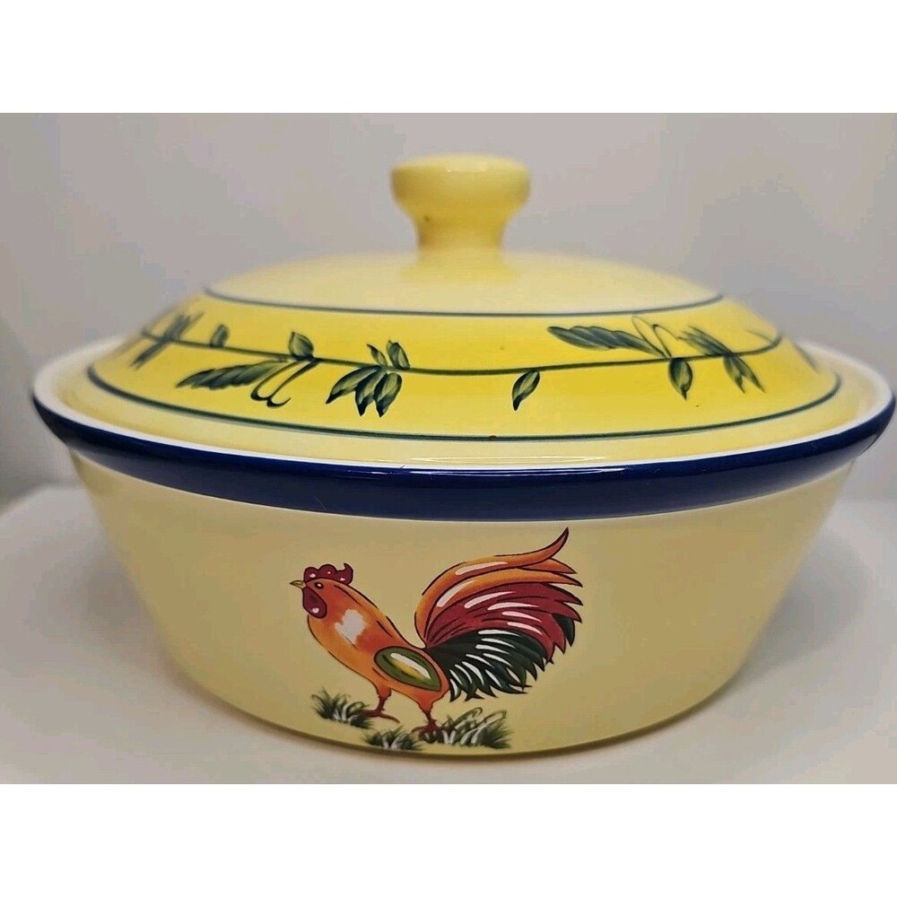 Vintage Temp-Tations presentable Ovenware by Tara-Rooster 2qt. Casserole Rooster